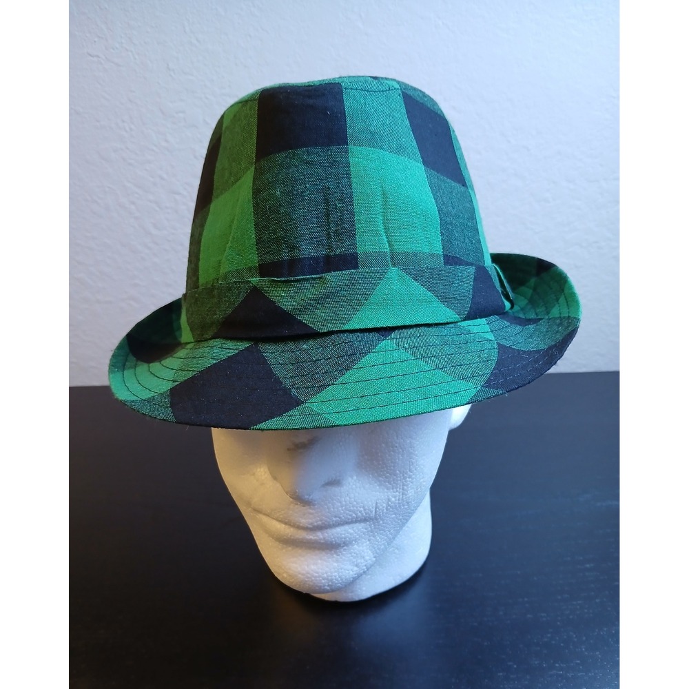 Gertex‎ Green Black Buffalo Plaid Fedora Hat One Size G21C2001 Mens Womens